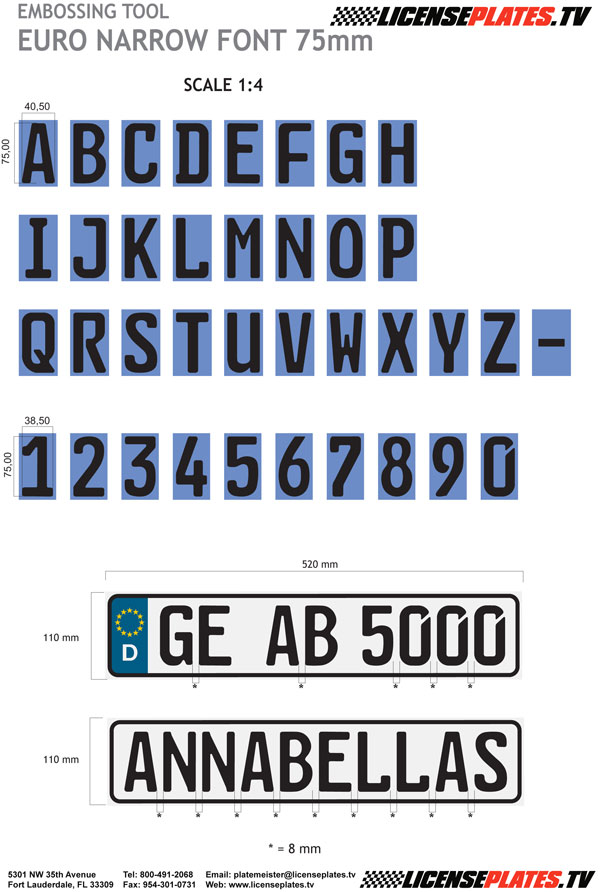 France License Plates Fonts