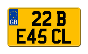 GREAT BRITAIN EURO (EEC) REXLEX YELLOW MOTORCYCLE LICENSE PLATE ISSUED FROM JANUARY 1, 2007 TO PRESENT -