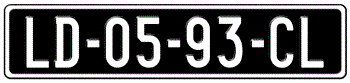 ANGOLA EURO BLACK AND WHITE LICENSE PLATE -